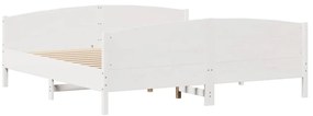 Cama sem colchão 160x200 cm madeira de pinho maciça branco