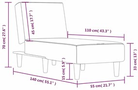 Chaise longue tecido cinzento-claro