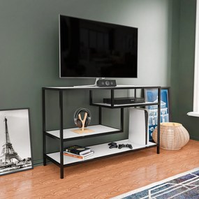 Móvel TV Robbins – Preto e Branco – 120 cm x 39 cm x 75 cm