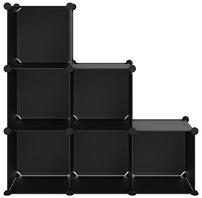 Organizador de arrumação com 6 cubos PP preto