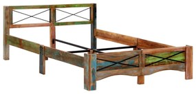Estrutura de cama madeira recuperada maciça 140x200 cm