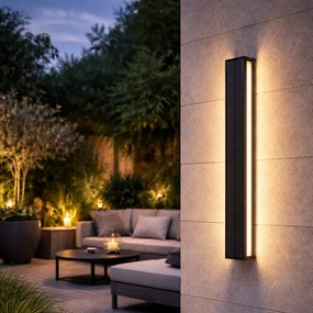 Candeeiro de parede exterior preto 60 cm com LED regulável 4 passos com solar - Serena