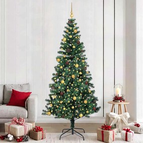 vidaXL Árvore de Natal Artificial Pré-iluminada Verde 240 cm