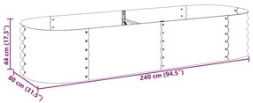 Canteiro elevado de jardim aço galvanizado 240x80x44cm prateado
