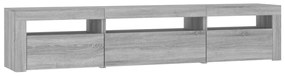 Móvel de TV com luzes LED 195x35x40 cm cinzento sonoma