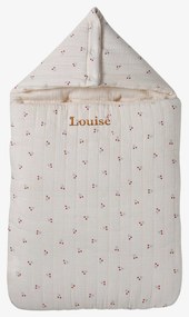 Ninho em gaze de algodão bege estampado