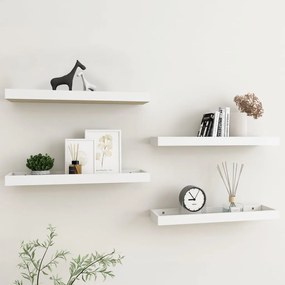 vidaXL Prateleiras parede Loggia 4 pcs 60x15x4cm MDF carvalho e branco