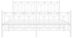 Estrutura de cama com cabeceira e pés 150x200 cm metal branco