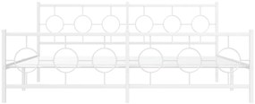 Estrutura de cama com cabeceira e pés 193x203 cm metal branco