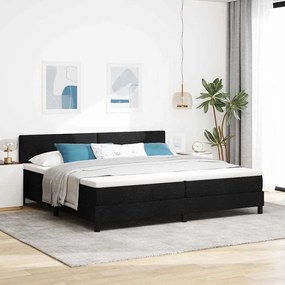 vidaXL Cama Box com colchão com cabeceira Preto 200 x 200 cm tecido