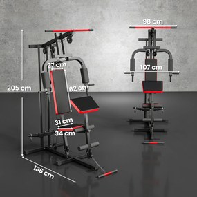 Máquina de Musculação com Polia Alta e Baixa (PESOS NÃO INCLUIDOS), Para Peito e Pernas, Compatível com Discos de 25 e 50 mm (Não Incluídos)