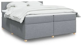 vidaXL Cama com molas/colchão 200x200 cm tecido cinza-claro