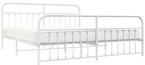 Estrutura de cama com cabeceira e pés 200x200 cm metal branco