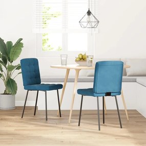 Cadeiras de jantar 2 pcs veludo azul