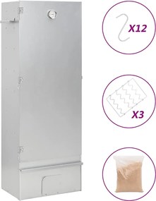vidaXL Defumador BBQ c/ aparas madeira 44,5x29x110 cm aço galvanizado