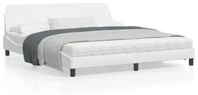 vidaXL Estrutura cama c/ cabeceira 180x200 cm couro artificial branco