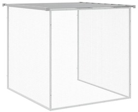Galinheiro com teto 203x98x90 cm aço galvanizado cinza-claro
