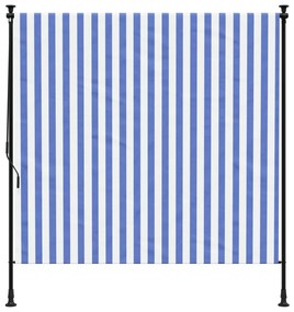 Estore de rolo para exterior 150x270cm tecido/aço azul e branco