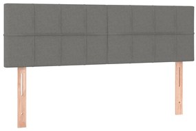 Cama box spring c/ colchão e LED 140x200 cm tecido cinza-escuro