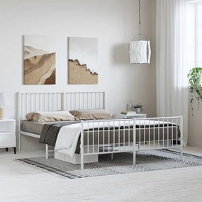 Estrutura de cama com cabeceira e pés 150x200 cm metal branco