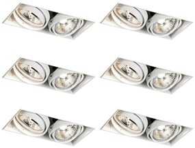 Conjunto de 6 focos embutidos brancos GU10 70mm 2-luzes sem aro - Oneon Moderno