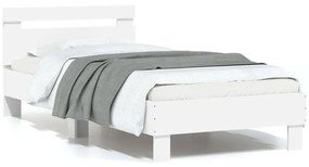 vidaXL Estrutura de cama com cabeceira e luzes LED 75x190 cm branco