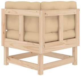 Sofás de canto com almofadões 2 pcs madeira de pinho maciça