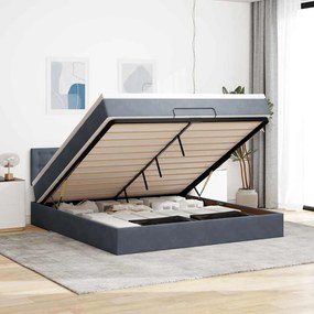 Estrutura de cama otomana com colchão 180x200cm cinzento escuro