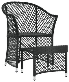 2 pcs conjunto lounge de jardim c/ almofadões vime PE preto