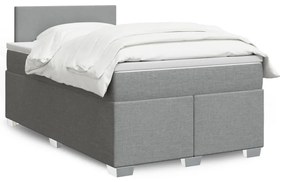 Cama boxspring com colchão 120x190 cm tecido cinzento-claro