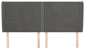 Cabeceira cama c/ abas veludo 163x23x118/128 cm cinzento-escuro
