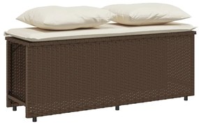 3 pcs conjunto jantar p/ jardim c/ almofadões vime PE castanho