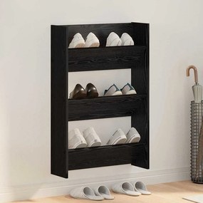 vidaXL Armários para Sapatos de Parede Carvalho preto 60 x 18 x 60 cm