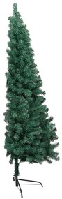 Meia árvore Natal artificial pré-iluminada c/ bolas verde