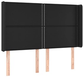 Cama box spring c/ colchão/LED 140x190cm couro artificial preto