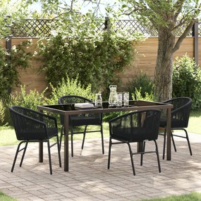 vidaXL Conjunto de Jantar de Jardim com 5 Peças - Rattan Poliéster Preto