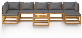 8 pcs conjunto lounge de jardim com almofadões acácia maciça