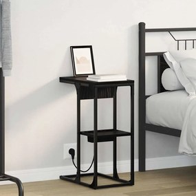 vidaXL Mesa-de-cabeceira Carvalho Preto 41.5 x 26 x 60.5 cm