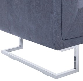 Poltrona em forma de cubo camurça artificial cinzento