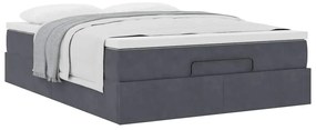 Estrutura de cama otomana com colchão 140x190cm cinzento escuro