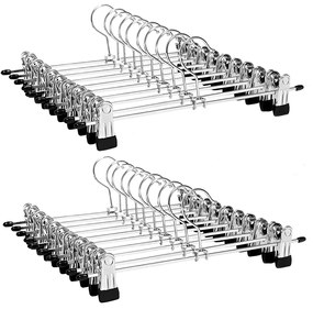 Cabides de metal para calças SONGMICS, pacote com 20, cabides antiderrapantes para saias com clipes para meias e calças, 31 cm de comprimento, resistentes, cromados, prateados e pretos CRI003-20
