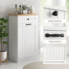 Móvel Auxiliar Casa de Banho Armário Casa de Banho com Gaveta Cesto para Roupa Móvel Casa de Banho Moderno 52x33x90 cm Branco