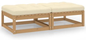 vidaXL Apoio de pés p/ jardim c/ almofadões 2 pcs pinho maciço