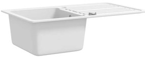 Pia de cozinha de granito com escorredor reversível, creme-branco