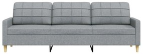 Sofá de 3 lugares 210 cm tecido cinza-claro