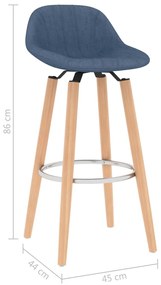 Bancos de bar 2 pcs tecido azul