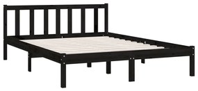 Estrutura de cama 140x190 cm pinho maciço preto