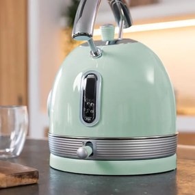 Jarro elétrico ThermoSense 420 Light Green. Capacidade 1.8 litros, 2200 W, Medidor de temperatura, Base 360°, Aço inoxidável, Estilo Vintage, Verde