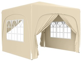 Outsunny Tenda Dobrável 3x3 m com Painéis Laterais UPF50+ Tenda de Jardim com Altura Ajustável e Bolsa de Transporte Areia