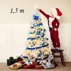 Árvore de Natal Artificial Branca de 150cm com Base Metálica Material PVC Decoração de Festa Branca